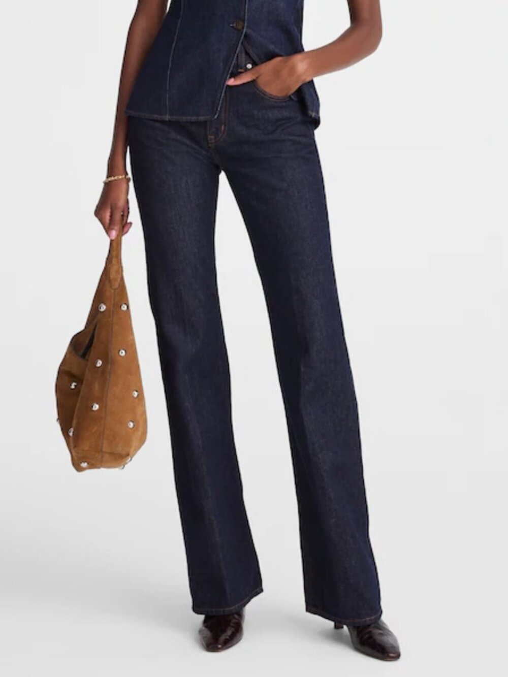 NEW NWOT MADEWELL THE VINTAGE FLARE JEANS "RINSE" DARK INDIGO RIGID DENIM sz 26P